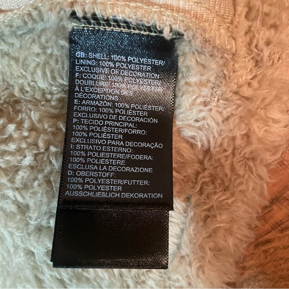 The north face Wmns tan sherpa style zip up vest high neck pockets Sz large - Picture 12 of 12